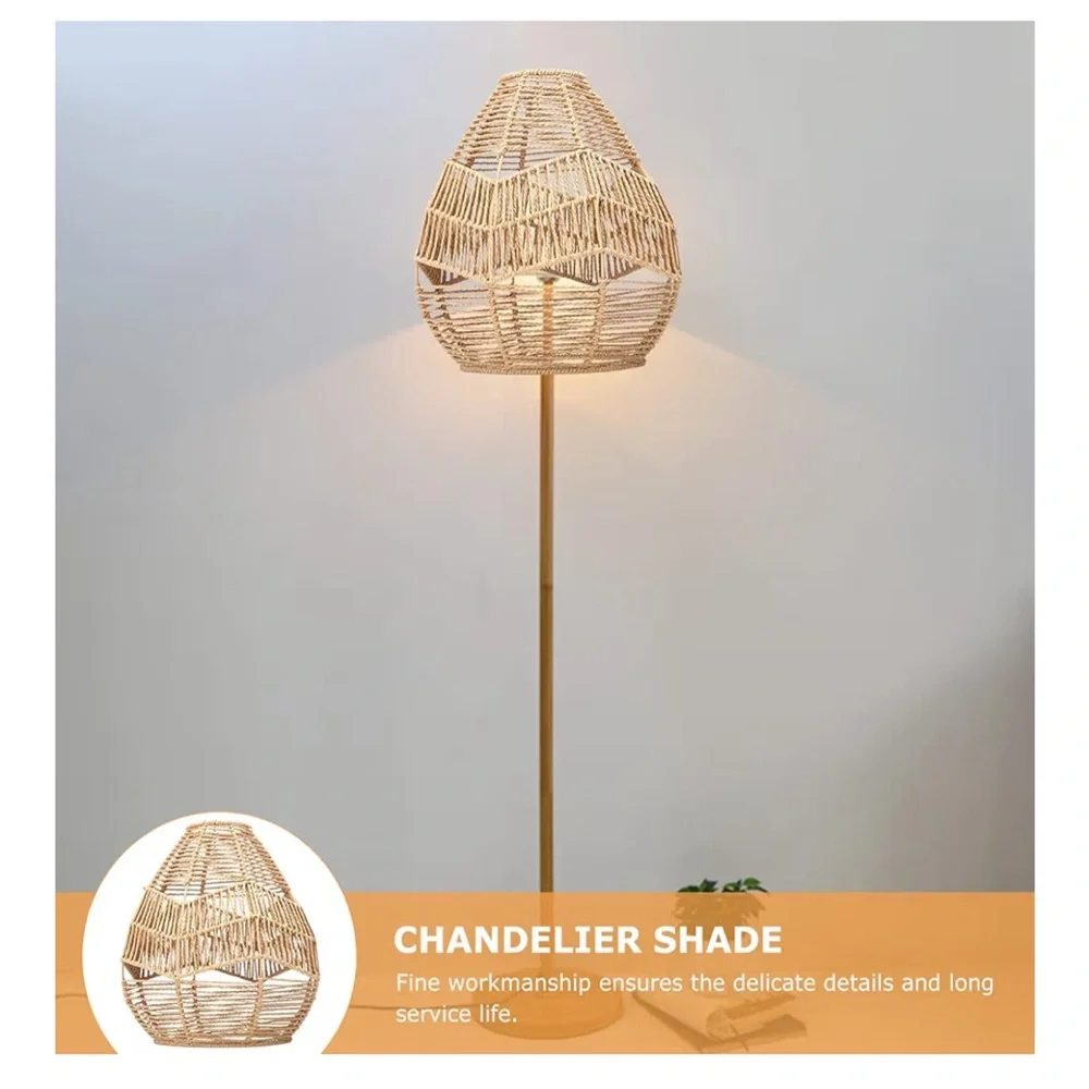 Handwoven Jute Lantern Shade - Natural Brown